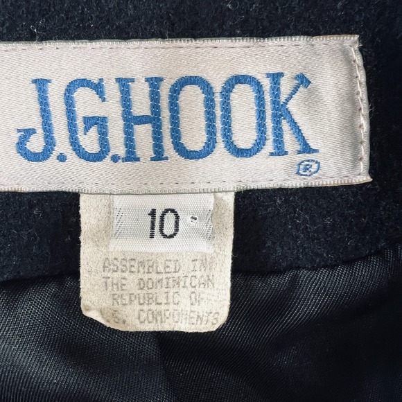 Vintage JG Hook Womens Coat 10 Black Wool Double Breasted Peacoat Classic Winter - Picture 3 of 15